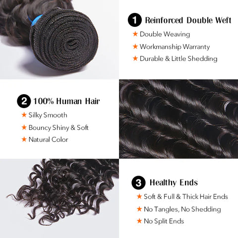 10-30 Inch Deep Wavy Virgin Brazilian Hair #1B Natural Black 10-30 Inch Deep Wavy Virgin Brazilian Hair #1B Natural Black