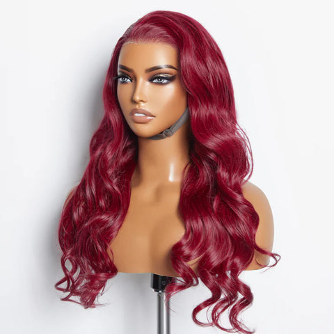 24 Inches 13"x4" Body Wavy Wear & Go Glueless #99j Lace Frontal Wig-100% Human Hair