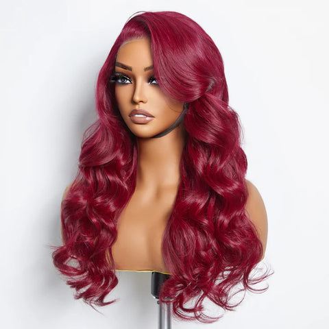 24 Inches 5"x5" Body Wavy Wear & Go Glueless #99j Lace Closure Wig-100% Human Hair