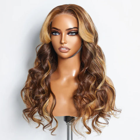 24 Inches 5"x5" Body Wavy Wear & Go Glueless #4/27 Lace Closure Wig-100% Human Hair