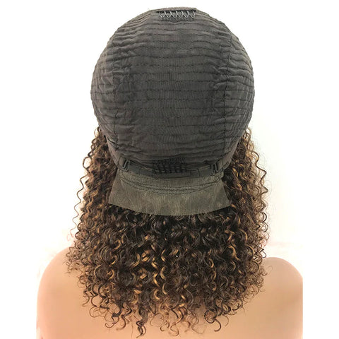 14 inch 5"x5" Closure Lace Wig Kinky Curly Brazilian Human Virgin Hair 150% Density