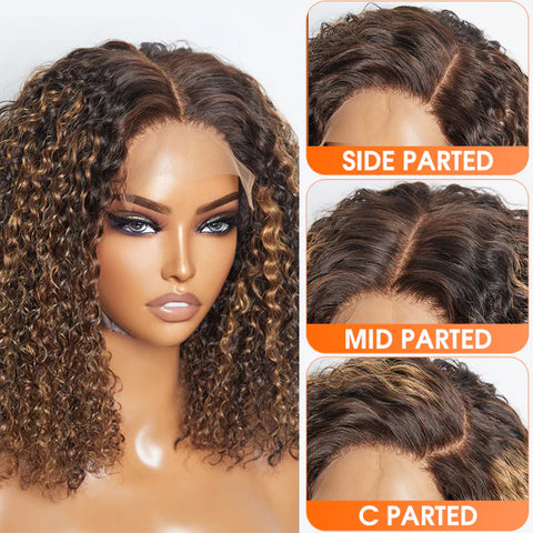 14 inch 5"x5" Closure Lace Wig Kinky Curly Brazilian Human Virgin Hair 150% Density