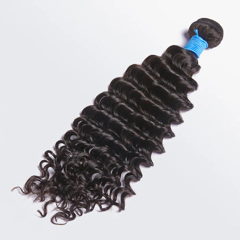 10-30 Inch Deep Wavy Virgin Brazilian Hair #1B Natural Black