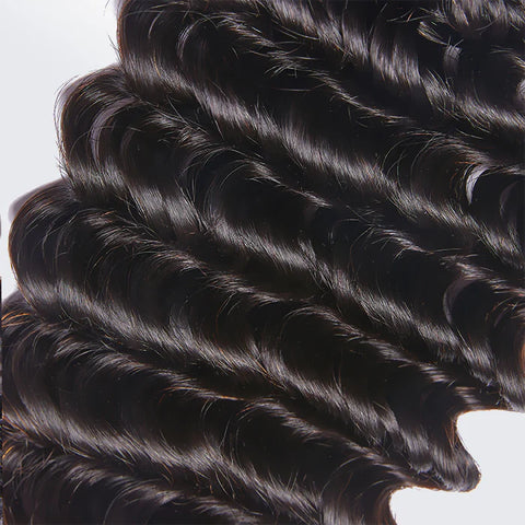 10-30 Inch Deep Wavy Virgin Brazilian Hair #1B Natural Black