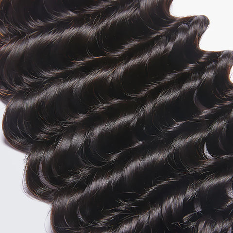 10-30 Inch Deep Wavy Virgin Brazilian Hair #1B Natural Black