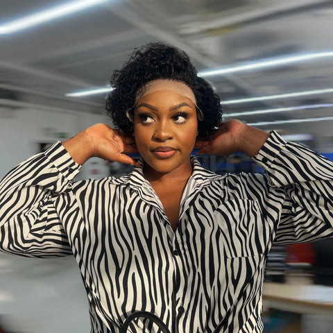 8 inch Short Curly Pixie Cut 13"x4" Frontal Lace Wig Pre-Bleached Knots Brazilian Human Virgin Hair 150% Density