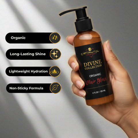 Organic Hair Gloss 4 oz – Shine, Bounce & Frizz Control with Lemon, Coconut & Argan Oils