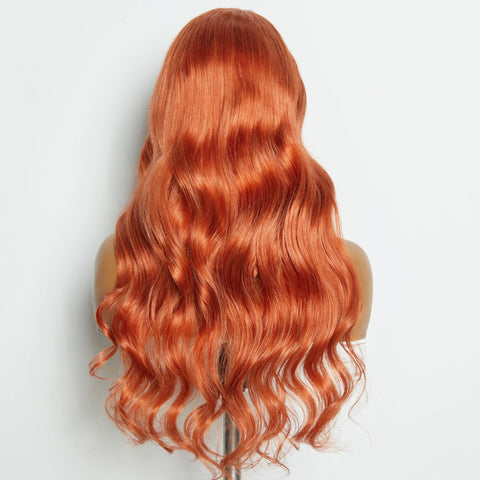 24 Inches Ginger 13"x4" Lace Front Body Wavy Wig Pre-Plucked Free Part 150% Density-100% Human Hair