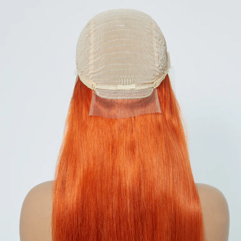 24 Inches Ginger 13"x4" Lace Front Straight Wig Pre-Plucked Free Part 150% Density-100% Human Hair