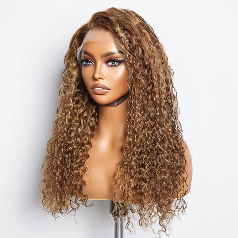 22-24 Inch Pre-Plucked 13"x4" Lace Front Water Wavy Wig Free Part 150% Density-100% Human Hair