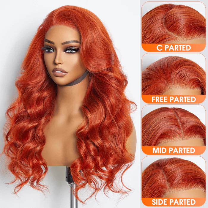 24 Inches 13"x4" Body Wavy Wear & Go Glueless #Orange Lace Frontal Wig-100% Human Hair