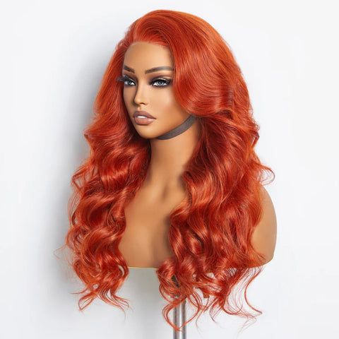 24 Inches 13"x4" Body Wavy Wear & Go Glueless #Orange Lace Frontal Wig-100% Human Hair