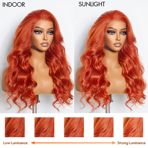 24 Inches 13"x4" Body Wavy Wear & Go Glueless #Orange Lace Frontal Wig-100% Human Hair