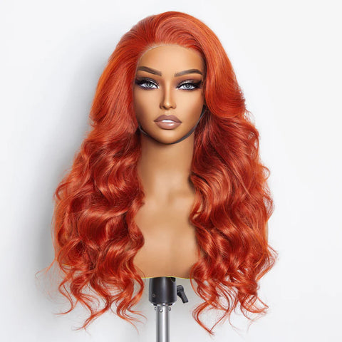 24 Inches 13"x4" Body Wavy Wear & Go Glueless #Orange Lace Frontal Wig-100% Human Hair