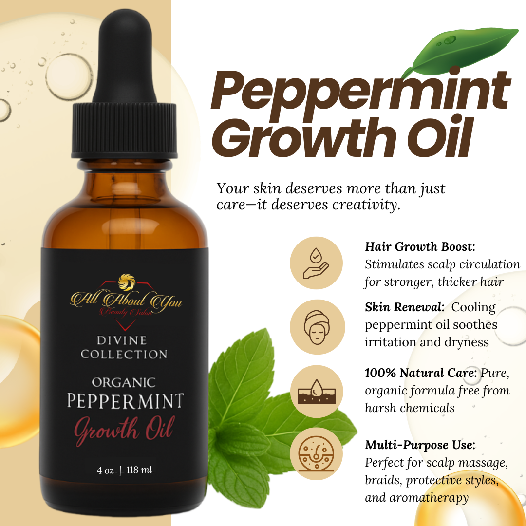 Organic Peppermint Hair Growth & Hair Loss Treatment Oil – 4 oz