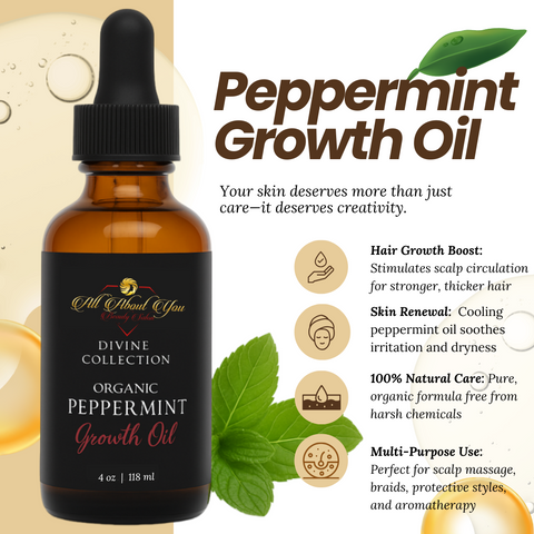 Organic Peppermint Hair Growth & Hair Loss Treatment Oil – 4 oz