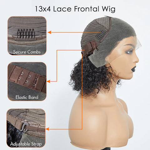 Pre-Plucked 13x4 Lace Front Curly Bob Wig 150% Density