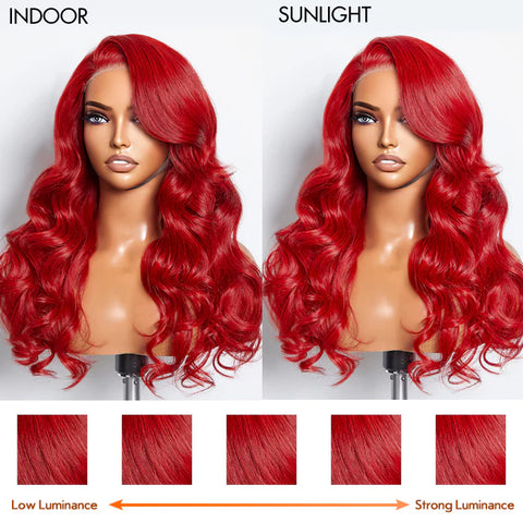 24 Inches 5"x5" Body Wavy Wear & Go Glueless #Red Lace Closure Wig-100% Human Hair