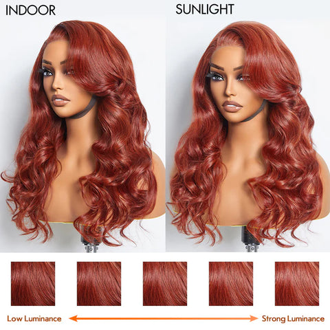 24 Inches 5"x5" Body Wavy Wear & Go Glueless #Redbrown Lace Closure Wig-100% Human Hair