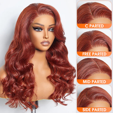 24 Inches 5"x5" Body Wavy Wear & Go Glueless #Redbrown Lace Closure Wig-100% Human Hair