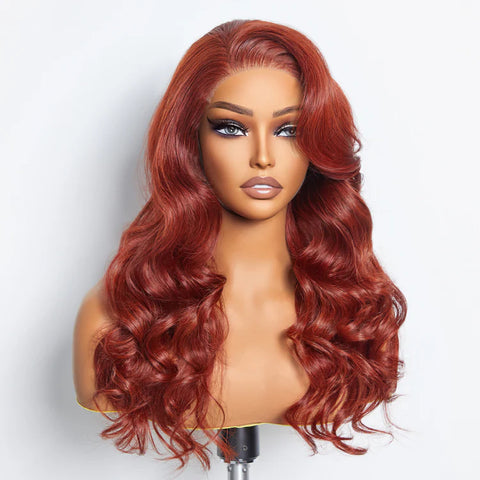 24 Inches 5"x5" Body Wavy Wear & Go Glueless #Redbrown Lace Closure Wig-100% Human Hair