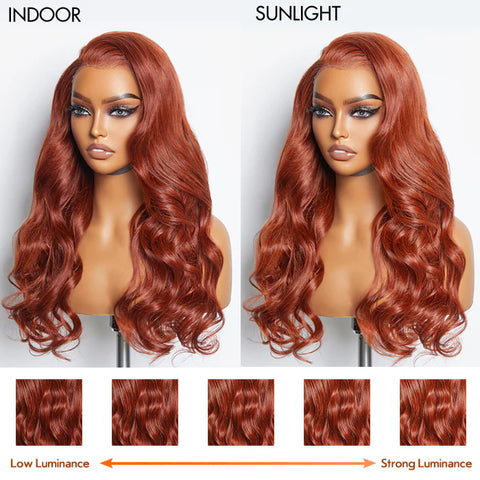 24 Inches 13"x4" Body Wavy Wear & Go Glueless #Redbrown Lace Frontal Wig-100% Human Hair