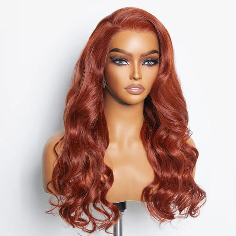 24 Inches 13"x4" Body Wavy Wear & Go Glueless #Redbrown Lace Frontal Wig-100% Human Hair