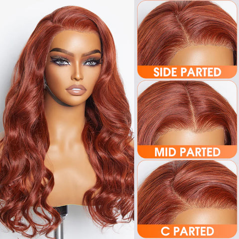 24 Inches 13"x4" Body Wavy Wear & Go Glueless #Redbrown Lace Frontal Wig-100% Human Hair